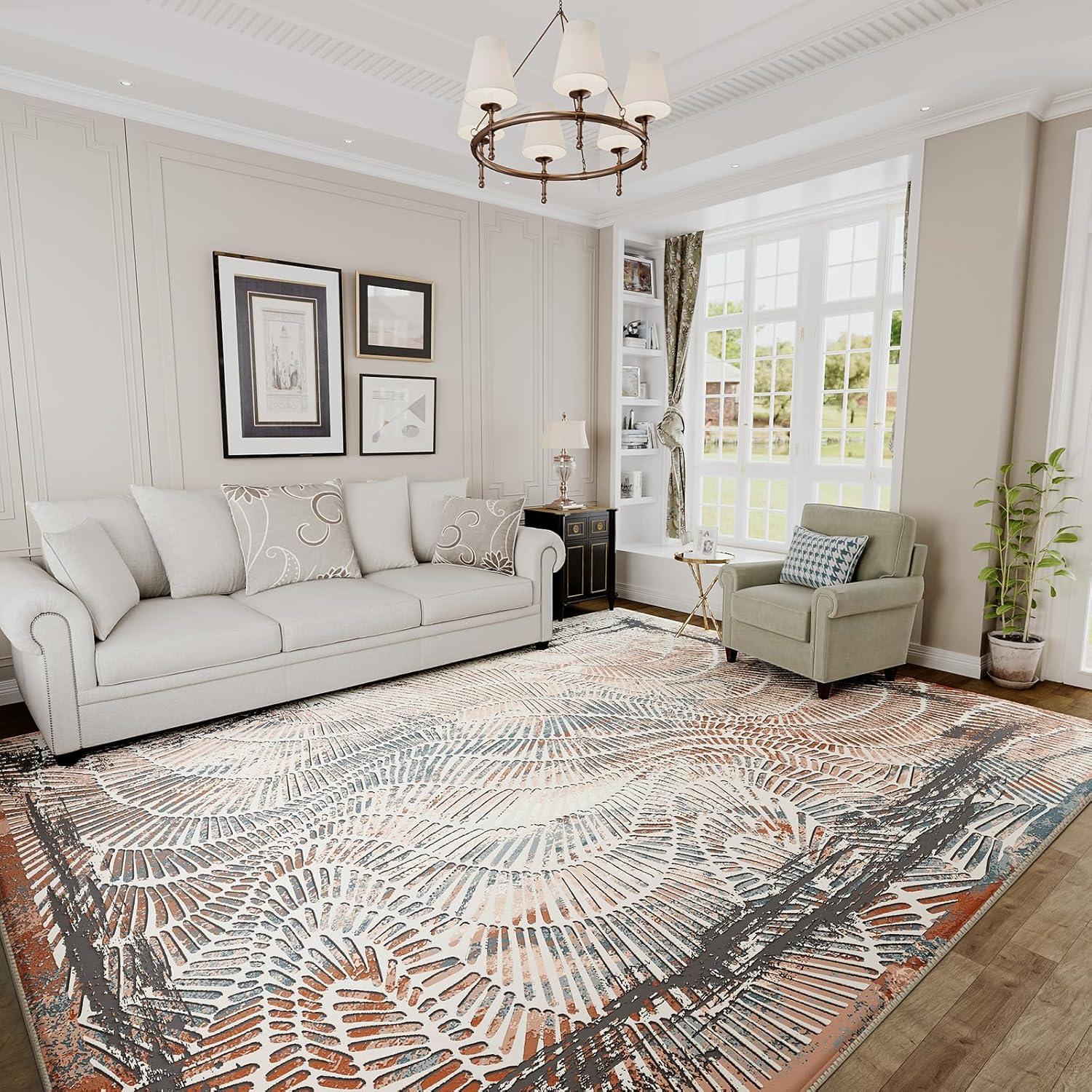 imageHVERSAILTEX Area Rug 5 x 7 Washable Soft Rugs for Bedroom Living Room Non Slip Non Shedding Printed Accent Indoor Floor Carpet Perfect for Vintage and MidCentury Inspired Homes Black MedallionTwlight