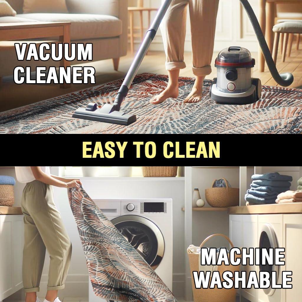 imageHVERSAILTEX Area Rug 5 x 7 Washable Soft Rugs for Bedroom Living Room Non Slip Non Shedding Printed Accent Indoor Floor Carpet Perfect for Vintage and MidCentury Inspired Homes Black MedallionTwlight