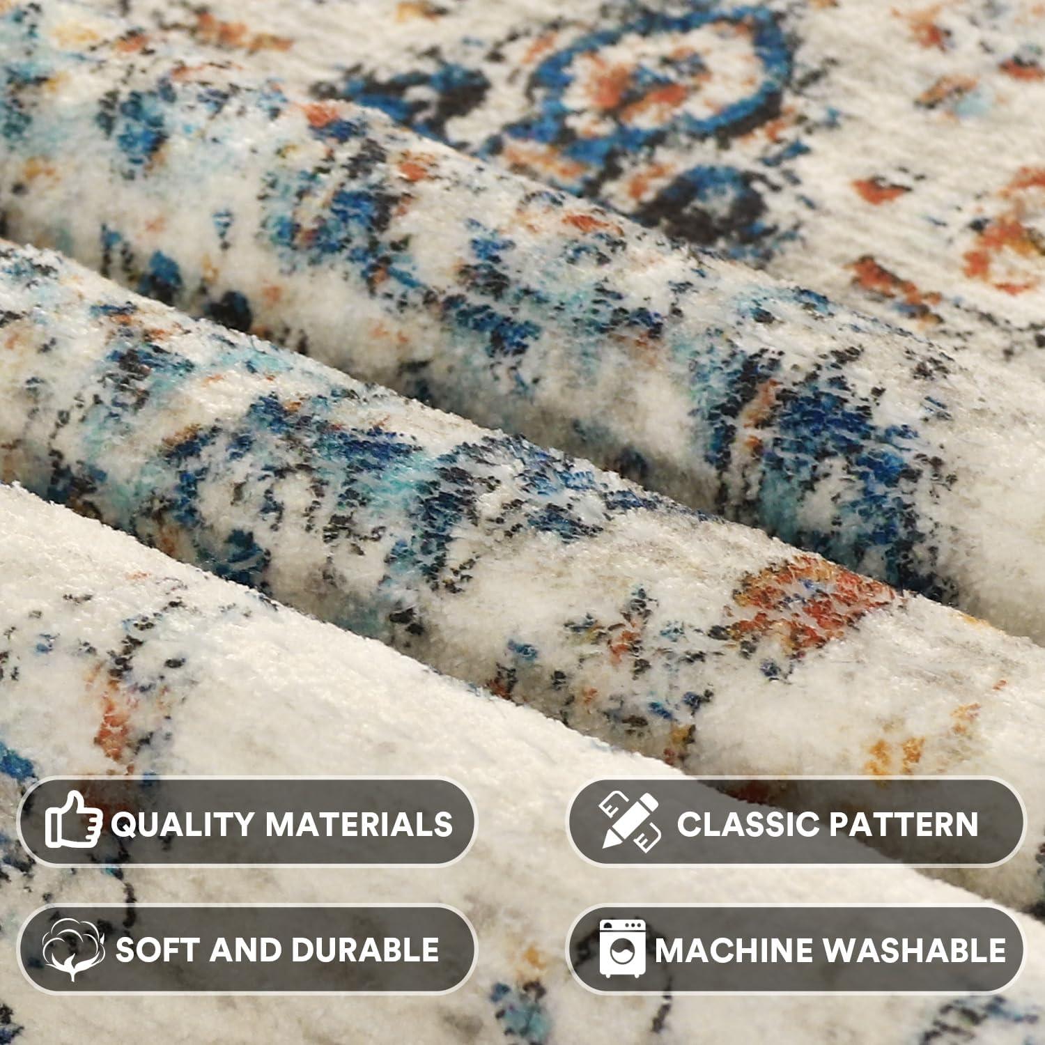 imageHVERSAILTEX Area Rug 5 x 7 Washable Soft Rugs for Bedroom Living Room Non Slip Non Shedding Printed Accent Indoor Floor Carpet Perfect for Vintage and MidCentury Inspired Homes Black MedallionHeirloom Floral