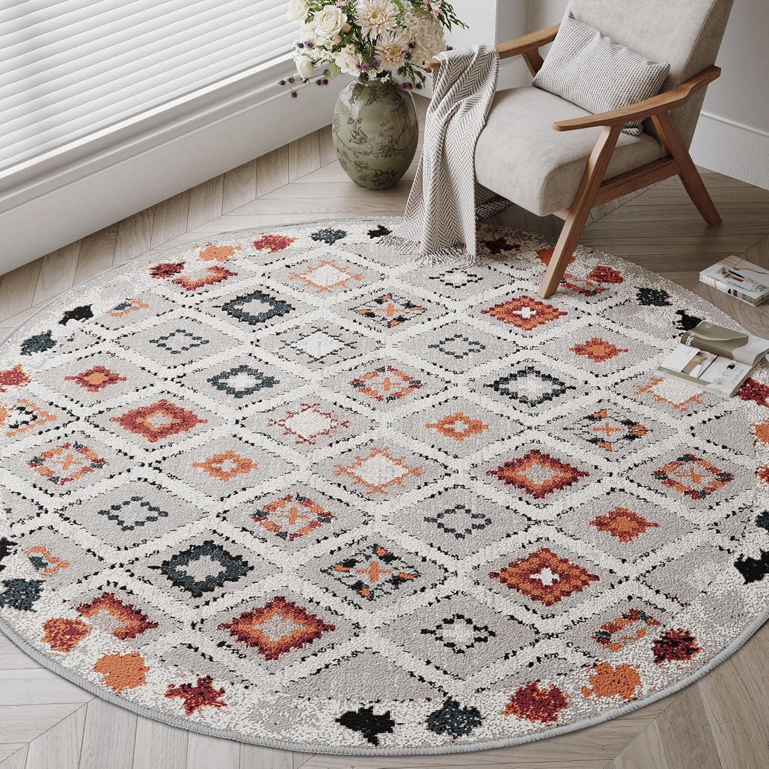 imageHVERSAILTEX Area Rug 5 x 7 Washable Soft Rugs for Bedroom Living Room Non Slip Non Shedding Printed Accent Indoor Floor Carpet Perfect for Vintage and MidCentury Inspired Homes Black MedallionElegant Diamond