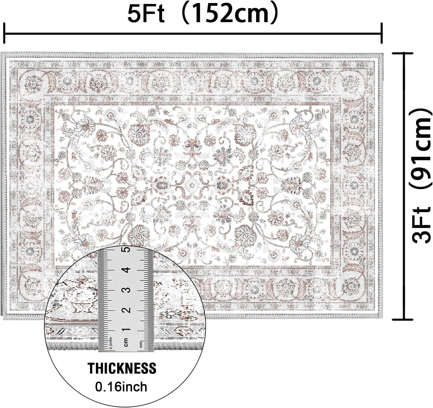 imageHVERSAILTEX Area Rug 5 x 7 Washable Soft Rugs for Bedroom Living Room Non Slip Non Shedding Printed Accent Indoor Floor Carpet Perfect for Vintage and MidCentury Inspired Homes Black MedallionChic Persian Floral