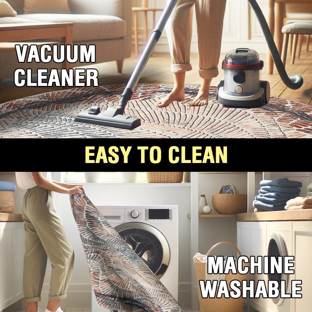 imageHVERSAILTEX Area Rug 5 x 7 Washable Soft Rugs for Bedroom Living Room Non Slip Non Shedding Printed Accent Indoor Floor Carpet Perfect for Vintage and MidCentury Inspired Homes Black MedallionTwlight
