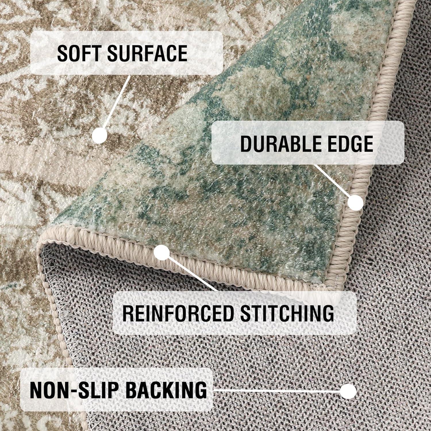 imageHVERSAILTEX Area Rug 5 x 7 Washable Soft Rugs for Bedroom Living Room Non Slip Non Shedding Printed Accent Indoor Floor Carpet Perfect for Vintage and MidCentury Inspired Homes Black MedallionChandra