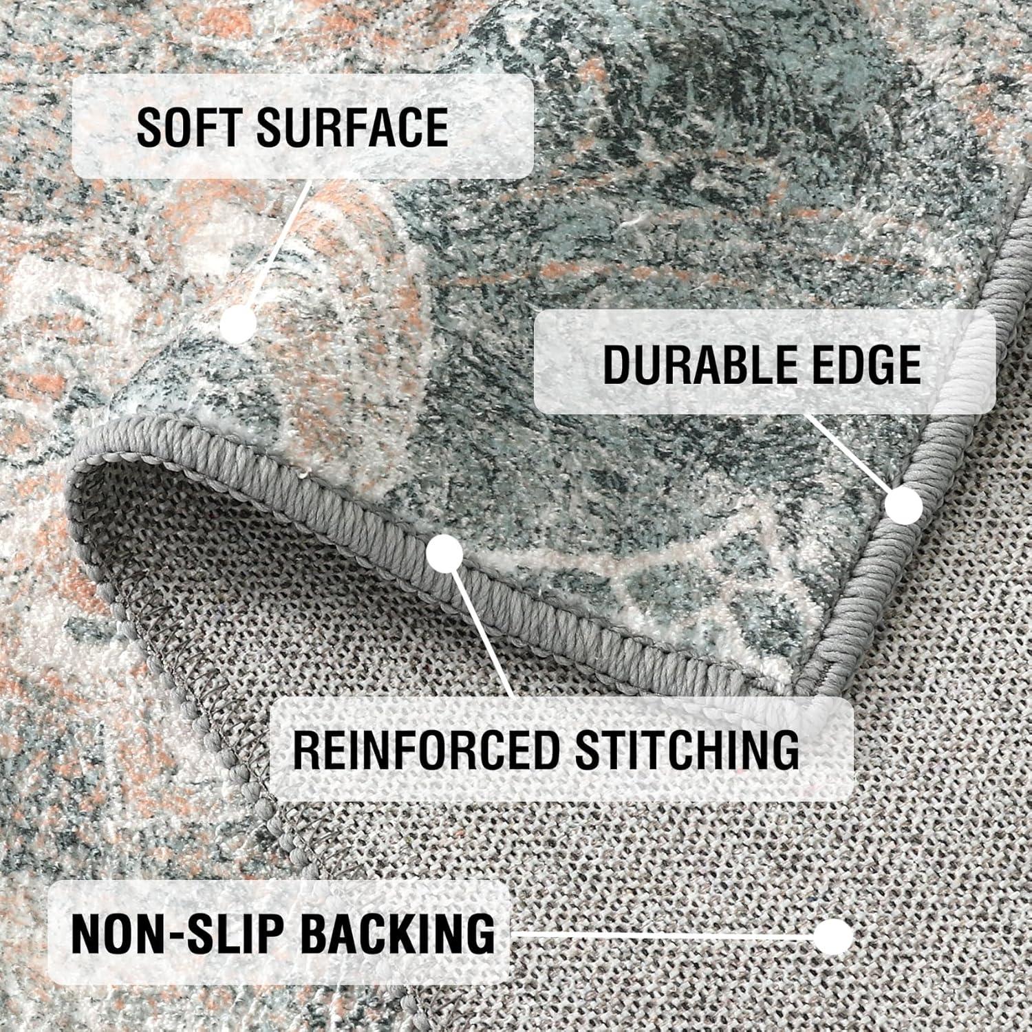 imageHVERSAILTEX Area Rug 5 x 7 Washable Soft Rugs for Bedroom Living Room Non Slip Non Shedding Printed Accent Indoor Floor Carpet Perfect for Vintage and MidCentury Inspired Homes Black MedallionDamask