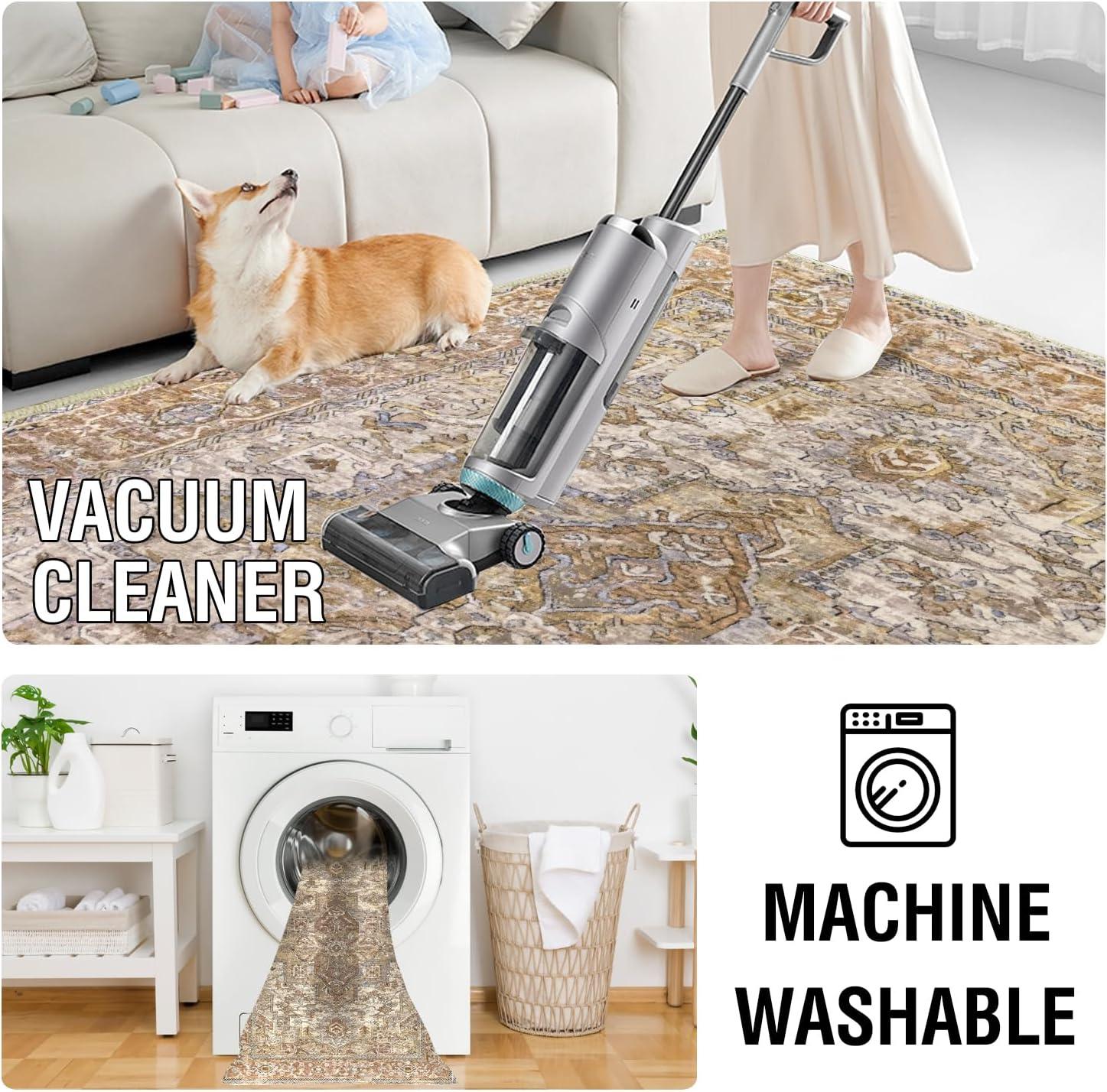 imageHVERSAILTEX Area Rug 5 x 7 Washable Soft Rugs for Bedroom Living Room Non Slip Non Shedding Printed Accent Indoor Floor Carpet Perfect for Vintage and MidCentury Inspired Homes Black MedallionRustic Medallion