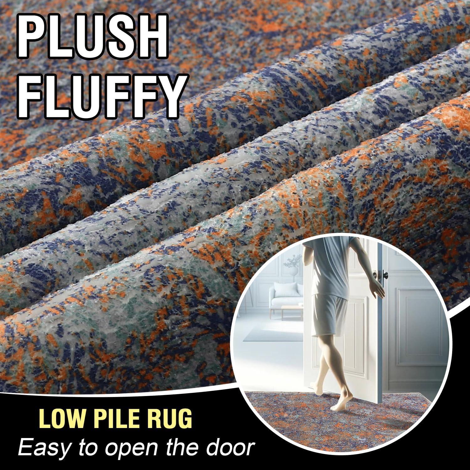 imageHVERSAILTEX Area Rug 5 x 7 Washable Soft Rugs for Bedroom Living Room Non Slip Non Shedding Printed Accent Indoor Floor Carpet Perfect for Vintage and MidCentury Inspired Homes Black MedallionRust