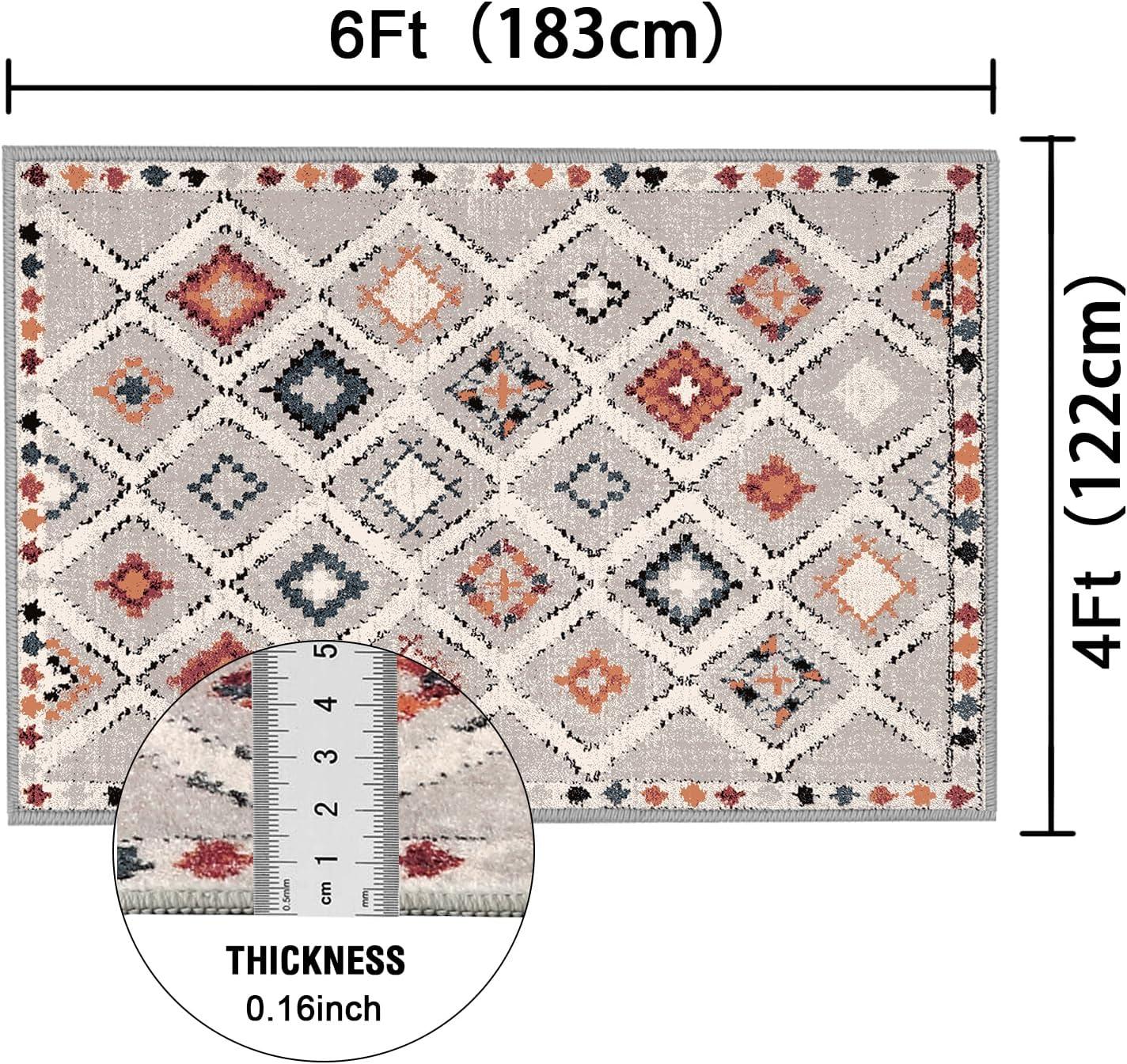imageHVERSAILTEX Area Rug 5 x 7 Washable Soft Rugs for Bedroom Living Room Non Slip Non Shedding Printed Accent Indoor Floor Carpet Perfect for Vintage and MidCentury Inspired Homes Black MedallionElegant Diamond