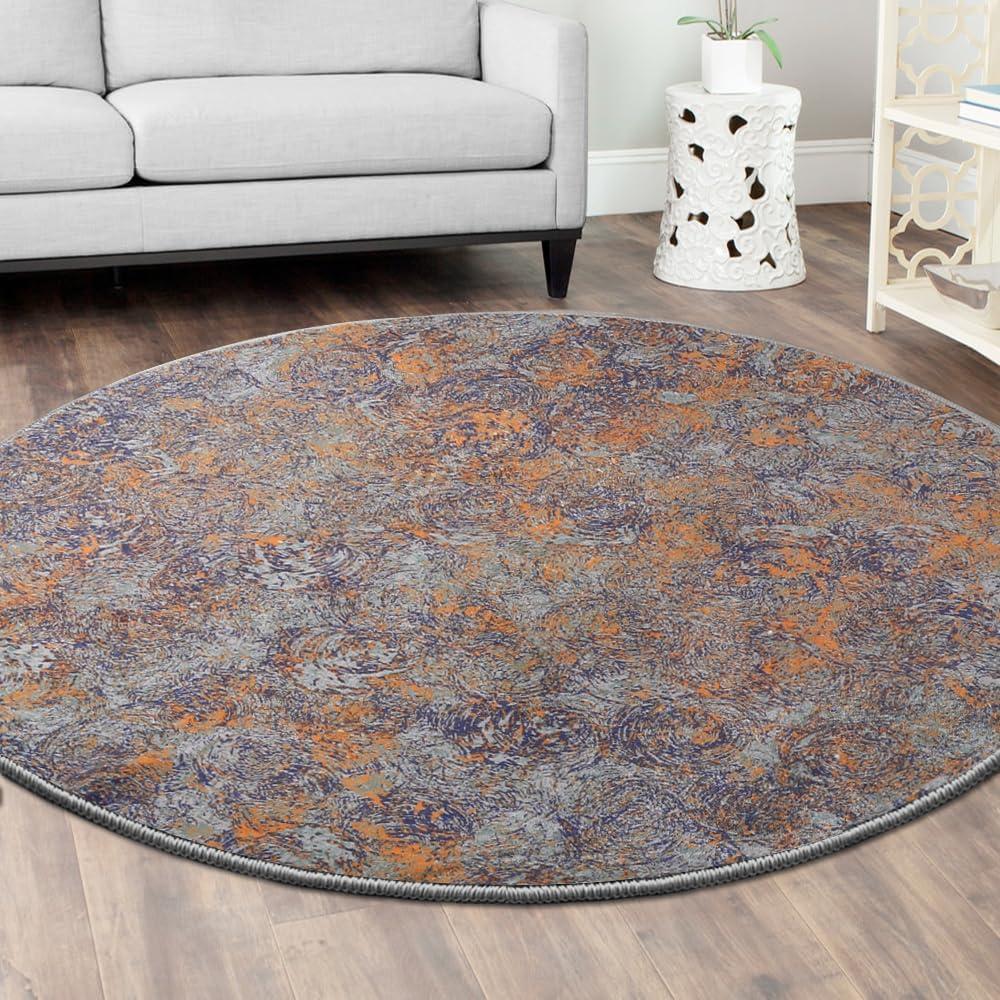 imageHVERSAILTEX Area Rug 5 x 7 Washable Soft Rugs for Bedroom Living Room Non Slip Non Shedding Printed Accent Indoor Floor Carpet Perfect for Vintage and MidCentury Inspired Homes Black MedallionRust
