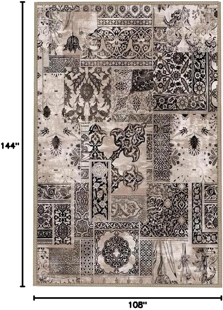 imageHVERSAILTEX Area Rug 5 x 7 Washable Soft Rugs for Bedroom Living Room Non Slip Non Shedding Printed Accent Indoor Floor Carpet Perfect for Vintage and MidCentury Inspired Homes Black MedallionPrestige