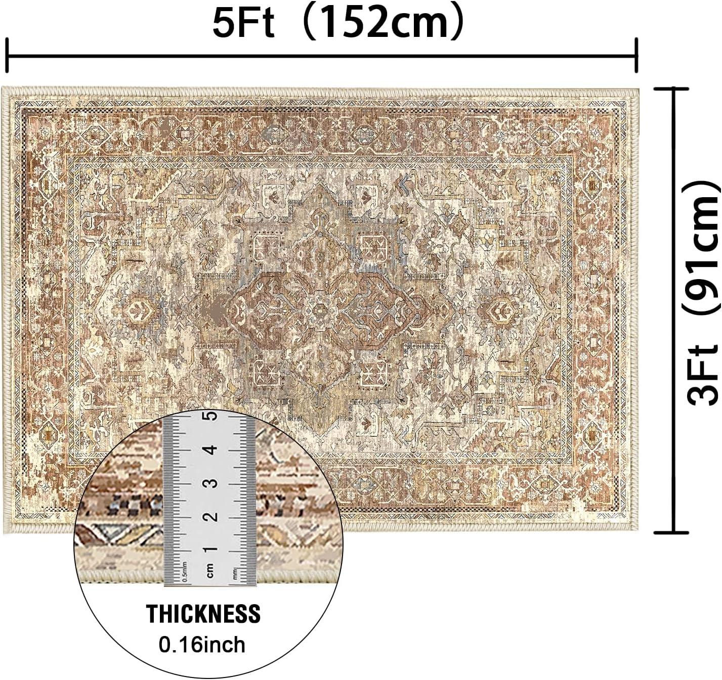 imageHVERSAILTEX Area Rug 5 x 7 Washable Soft Rugs for Bedroom Living Room Non Slip Non Shedding Printed Accent Indoor Floor Carpet Perfect for Vintage and MidCentury Inspired Homes Black MedallionRustic Medallion