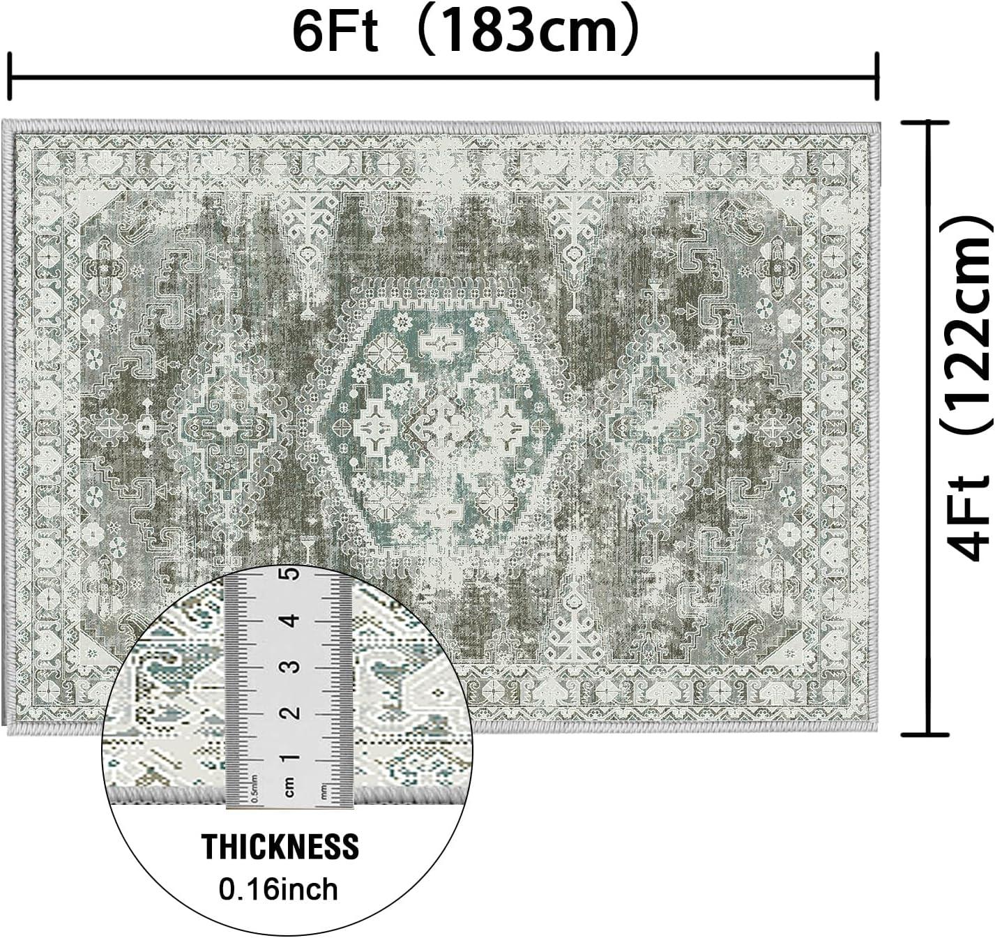 imageHVERSAILTEX Area Rug 5 x 7 Washable Soft Rugs for Bedroom Living Room Non Slip Non Shedding Printed Accent Indoor Floor Carpet Perfect for Vintage and MidCentury Inspired Homes Black MedallionVintage Geometri