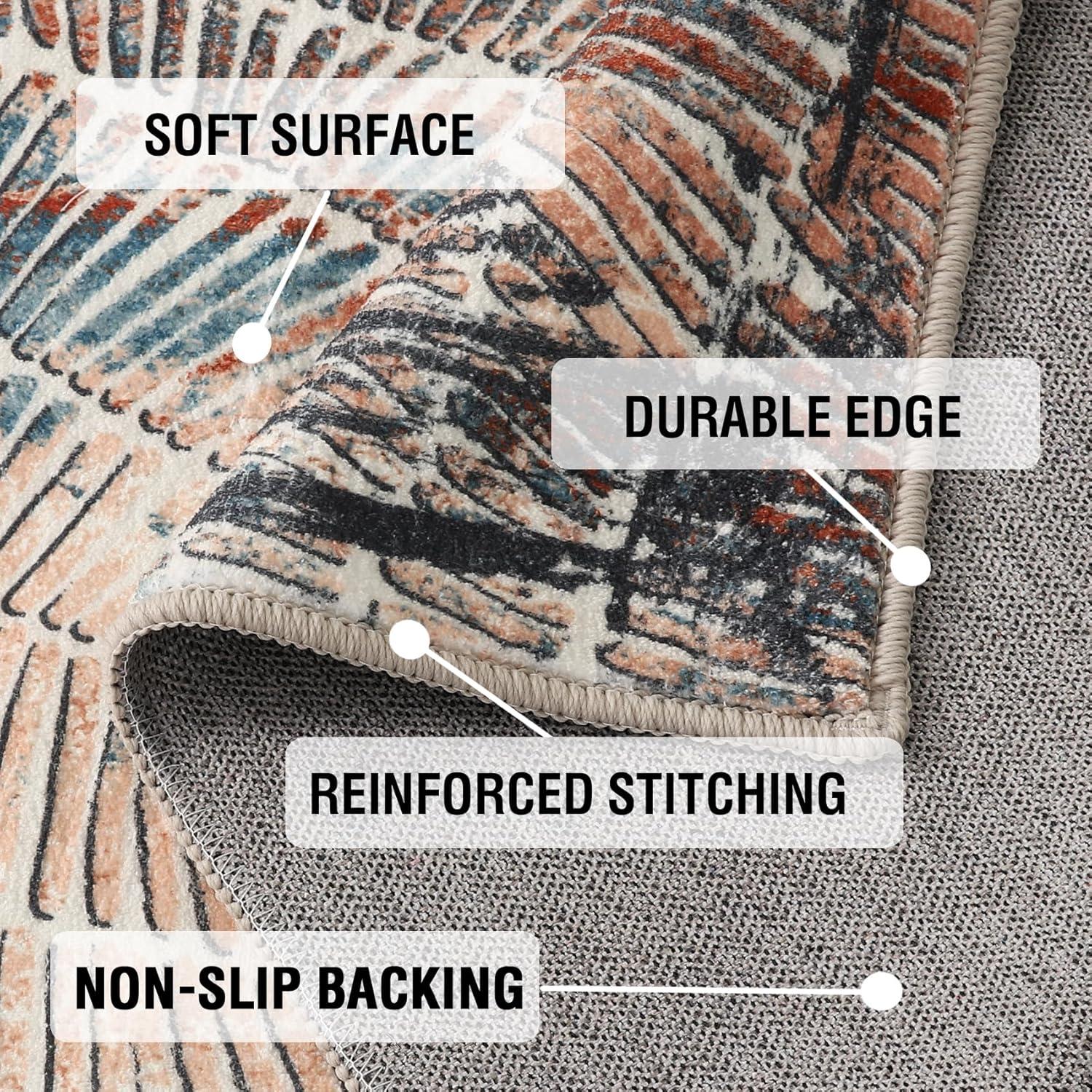 imageHVERSAILTEX Area Rug 5 x 7 Washable Soft Rugs for Bedroom Living Room Non Slip Non Shedding Printed Accent Indoor Floor Carpet Perfect for Vintage and MidCentury Inspired Homes Black MedallionTwlight