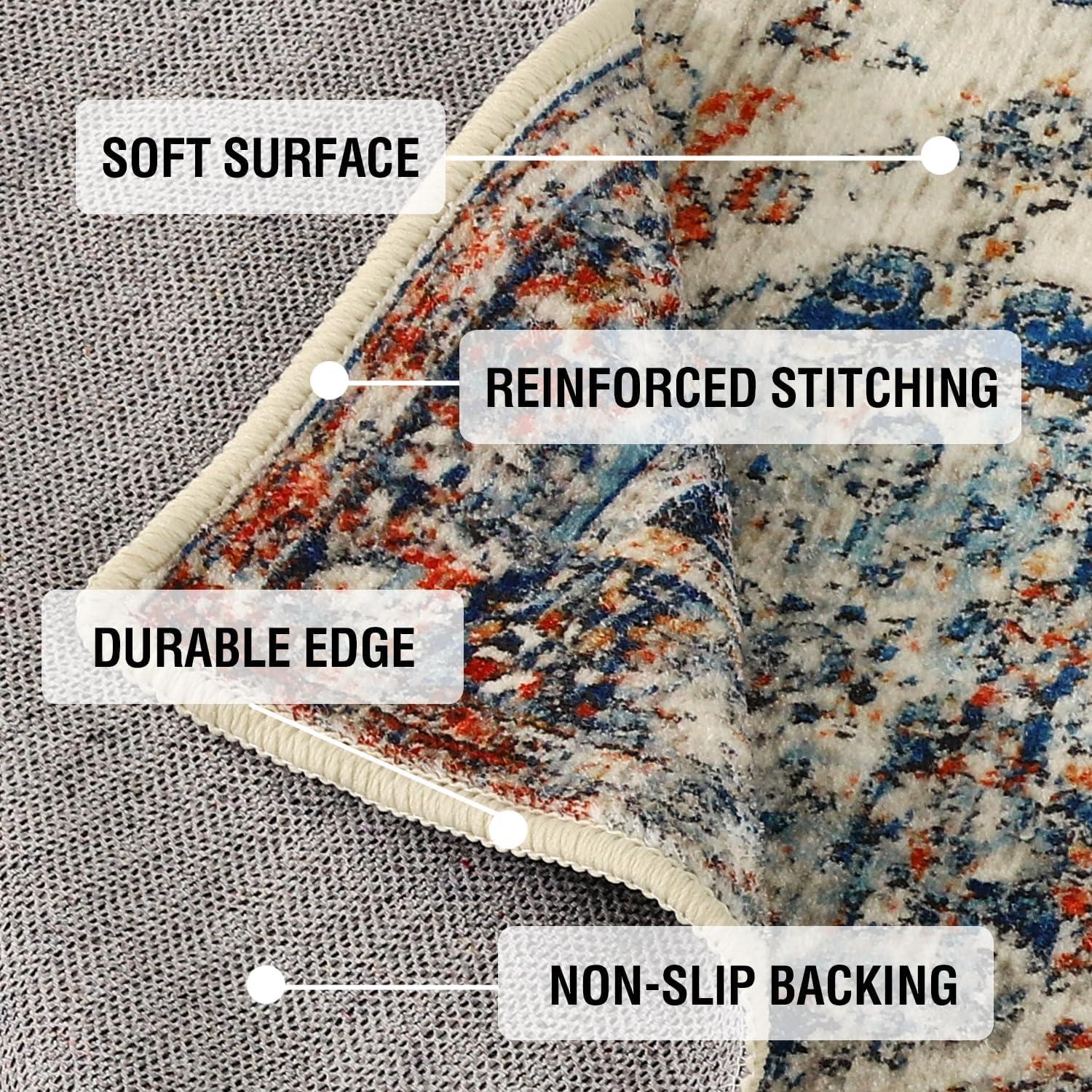imageHVERSAILTEX Area Rug 5 x 7 Washable Soft Rugs for Bedroom Living Room Non Slip Non Shedding Printed Accent Indoor Floor Carpet Perfect for Vintage and MidCentury Inspired Homes Black MedallionHeirloom Floral