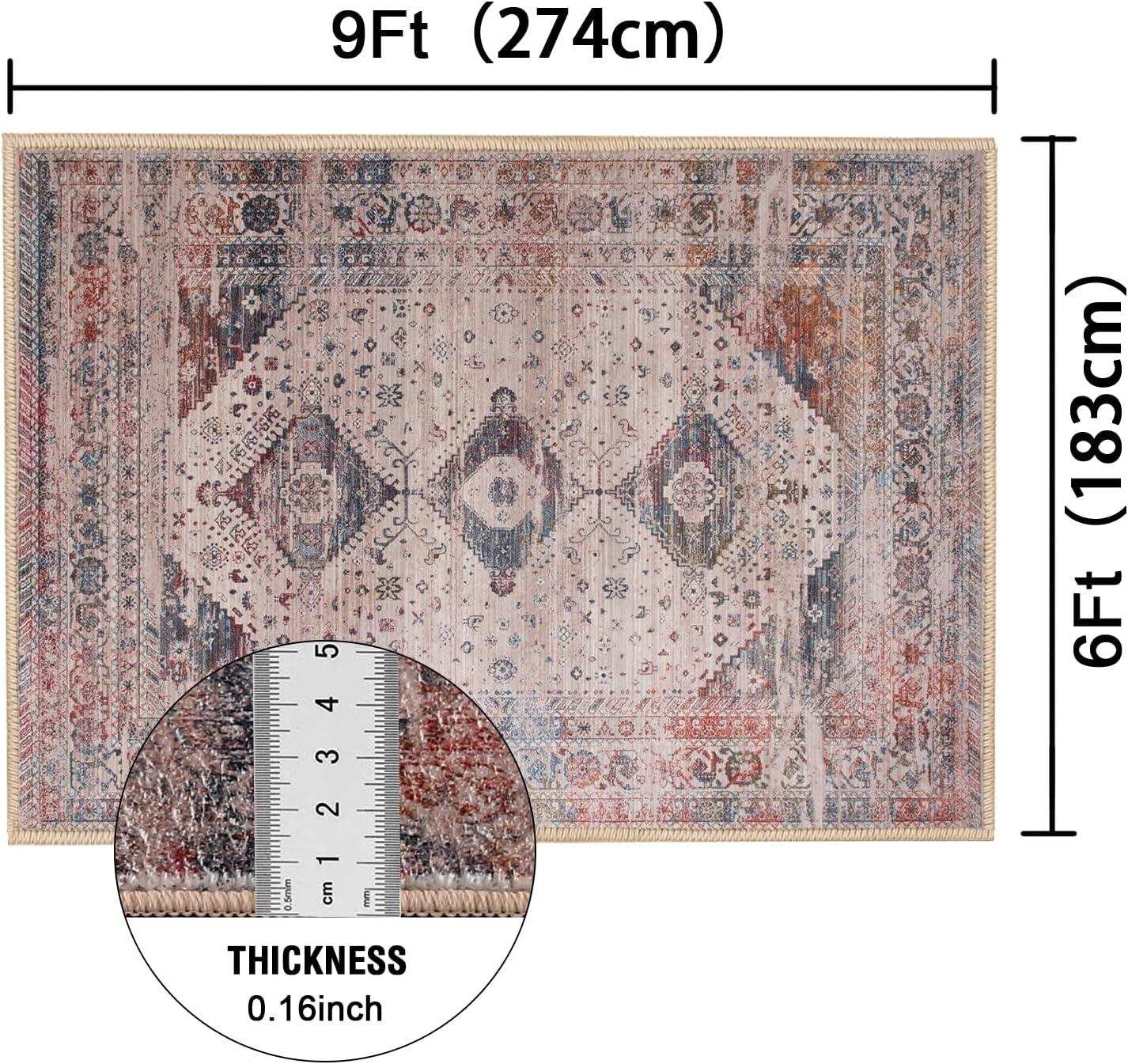 imageHVERSAILTEX Area Rug 5 x 7 Washable Soft Rugs for Bedroom Living Room Non Slip Non Shedding Printed Accent Indoor Floor Carpet Perfect for Vintage and MidCentury Inspired Homes Black MedallionVintage Fringes