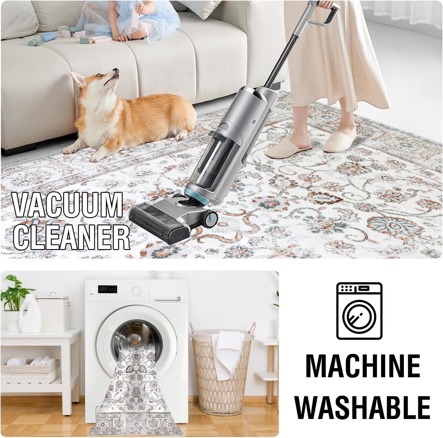 imageHVERSAILTEX Area Rug 5 x 7 Washable Soft Rugs for Bedroom Living Room Non Slip Non Shedding Printed Accent Indoor Floor Carpet Perfect for Vintage and MidCentury Inspired Homes Black MedallionChic Persian Floral