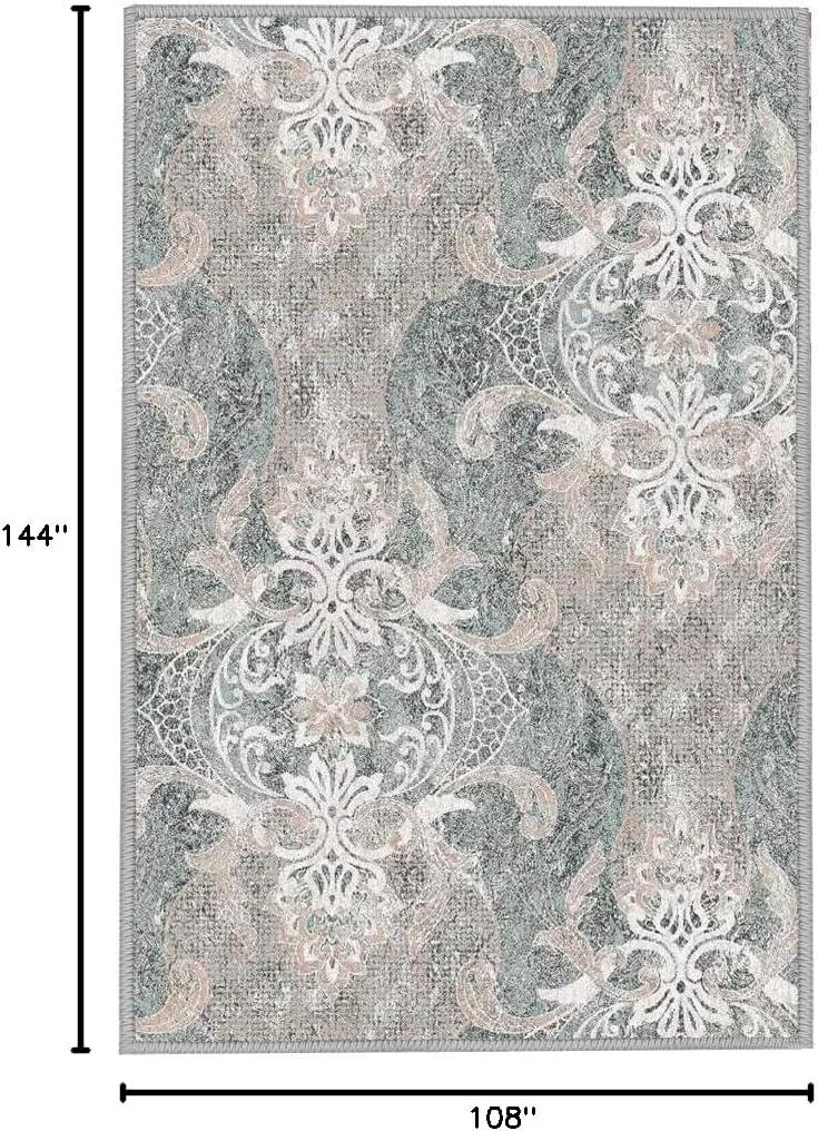 imageHVERSAILTEX Area Rug 5 x 7 Washable Soft Rugs for Bedroom Living Room Non Slip Non Shedding Printed Accent Indoor Floor Carpet Perfect for Vintage and MidCentury Inspired Homes Black MedallionDamask