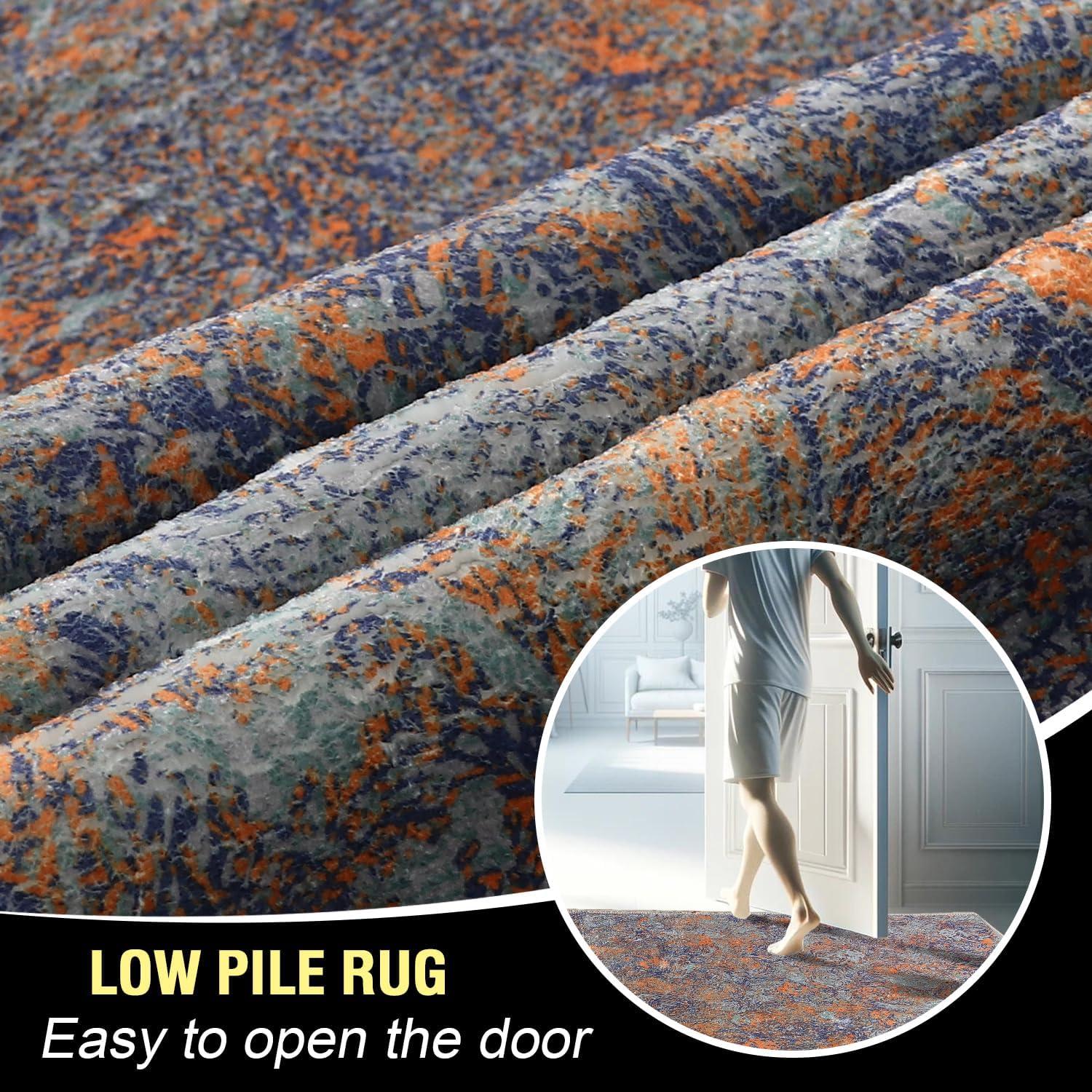 imageHVERSAILTEX Area Rug 5 x 7 Washable Soft Rugs for Bedroom Living Room Non Slip Non Shedding Printed Accent Indoor Floor Carpet Perfect for Vintage and MidCentury Inspired Homes Black MedallionRust