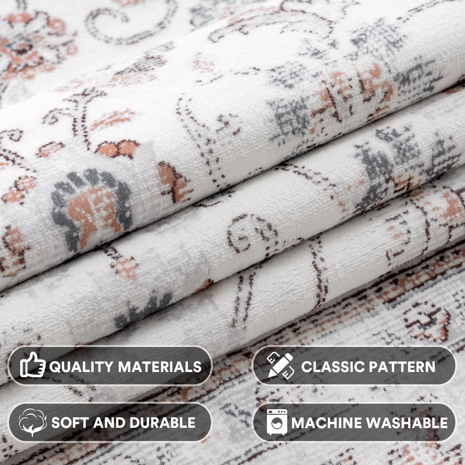imageHVERSAILTEX Area Rug 5 x 7 Washable Soft Rugs for Bedroom Living Room Non Slip Non Shedding Printed Accent Indoor Floor Carpet Perfect for Vintage and MidCentury Inspired Homes Black MedallionChic Persian Floral