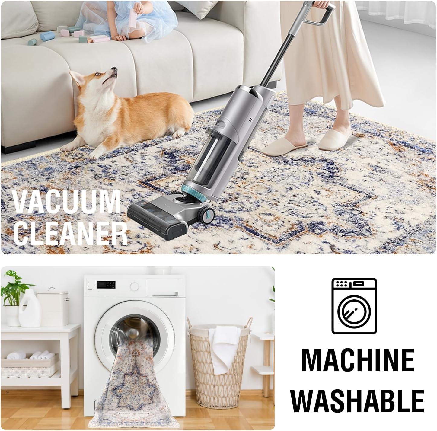 imageHVERSAILTEX Area Rug 5 x 7 Washable Soft Rugs for Bedroom Living Room Non Slip Non Shedding Printed Accent Indoor Floor Carpet Perfect for Vintage and MidCentury Inspired Homes Black MedallionOriental Blue