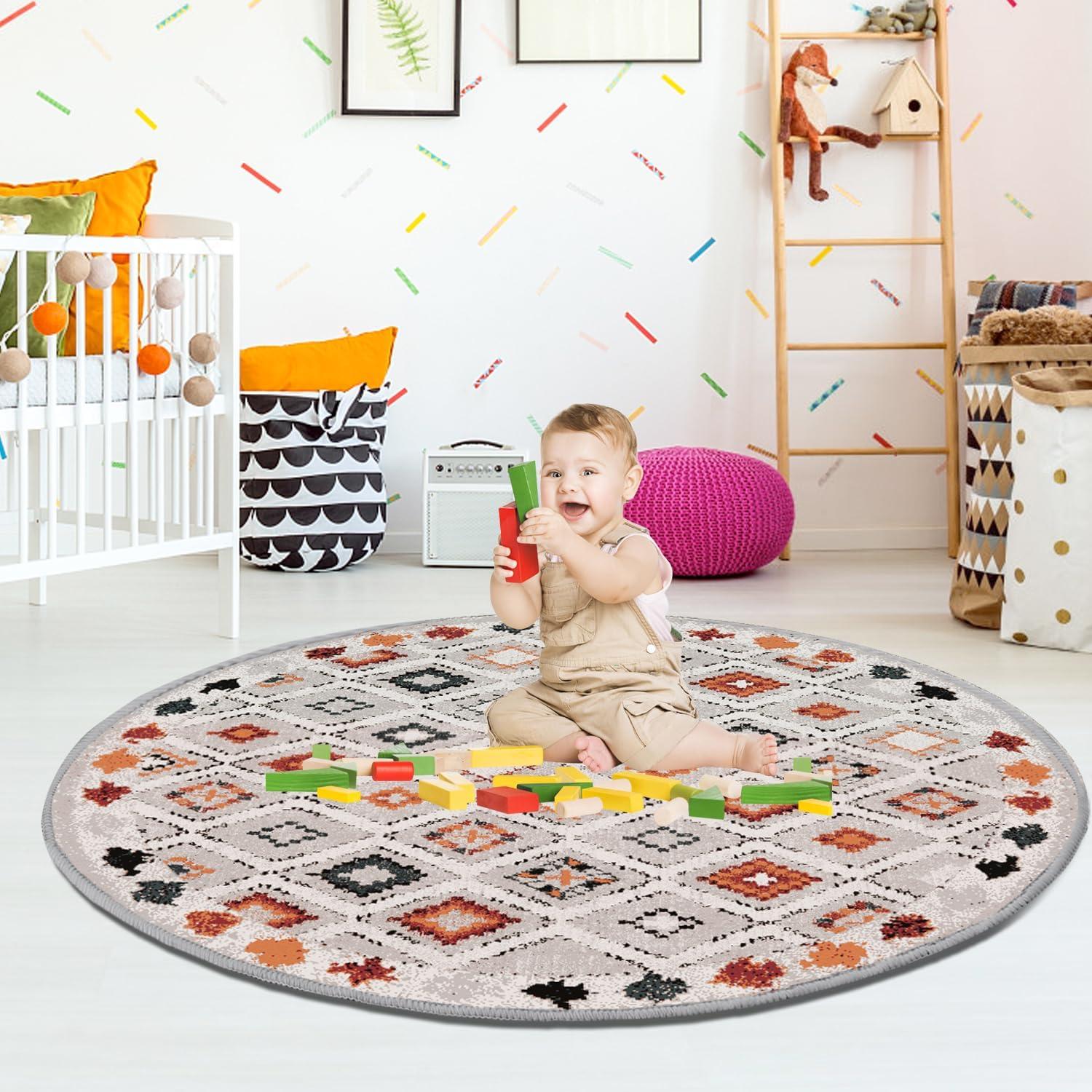 imageHVERSAILTEX Area Rug 5 x 7 Washable Soft Rugs for Bedroom Living Room Non Slip Non Shedding Printed Accent Indoor Floor Carpet Perfect for Vintage and MidCentury Inspired Homes Black MedallionElegant Diamond