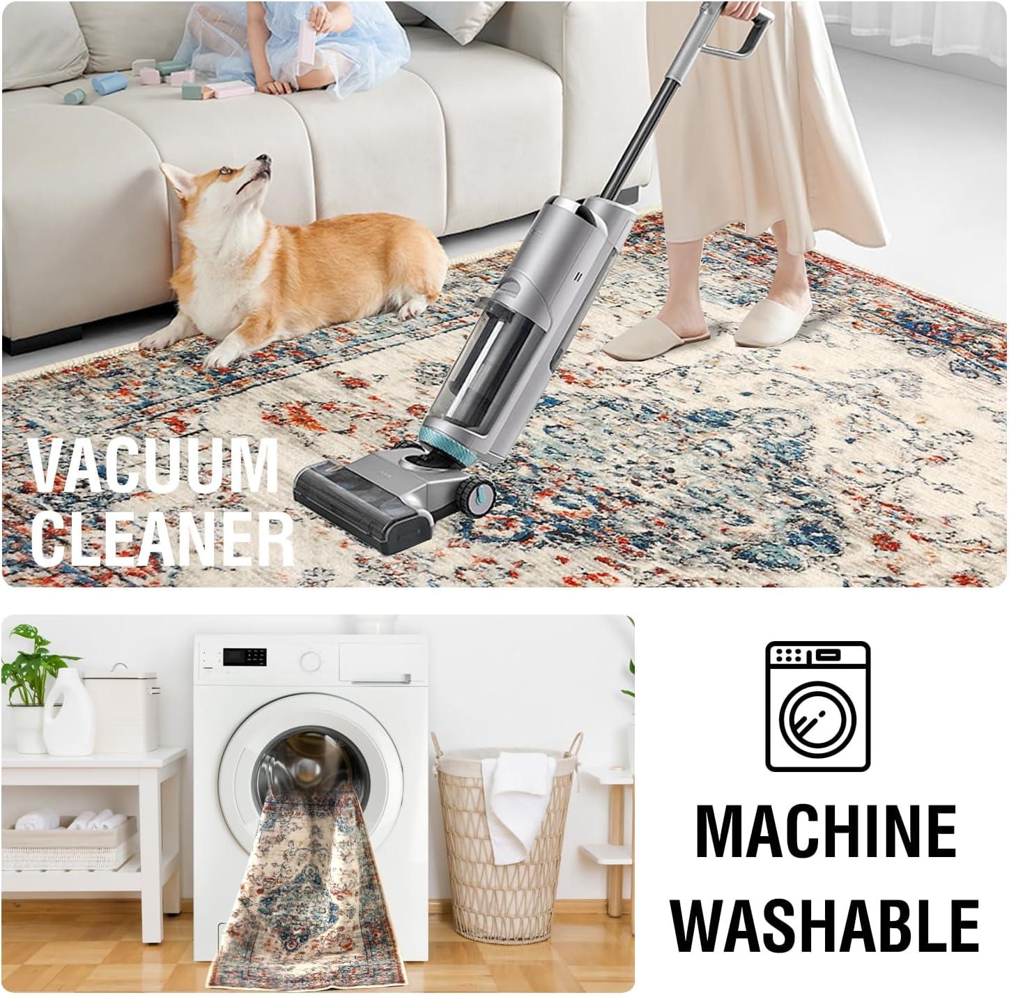 imageHVERSAILTEX Area Rug 5 x 7 Washable Soft Rugs for Bedroom Living Room Non Slip Non Shedding Printed Accent Indoor Floor Carpet Perfect for Vintage and MidCentury Inspired Homes Black MedallionHeirloom Floral