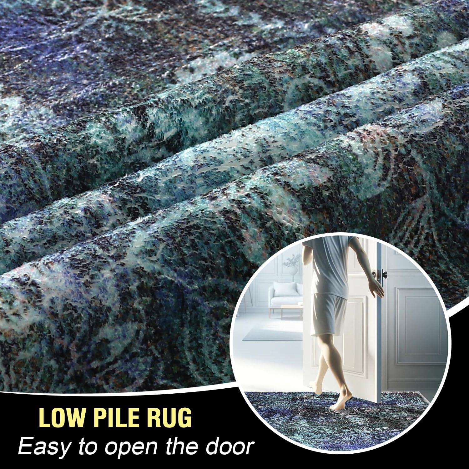 imageHVERSAILTEX Area Rug 5 x 7 Washable Soft Rugs for Bedroom Living Room Non Slip Non Shedding Printed Accent Indoor Floor Carpet Perfect for Vintage and MidCentury Inspired Homes Black MedallionPaisley