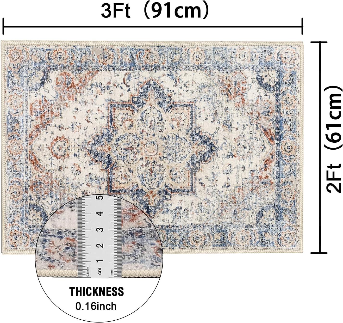 imageHVERSAILTEX Area Rug 5 x 7 Washable Soft Rugs for Bedroom Living Room Non Slip Non Shedding Printed Accent Indoor Floor Carpet Perfect for Vintage and MidCentury Inspired Homes Black MedallionOriental Blue