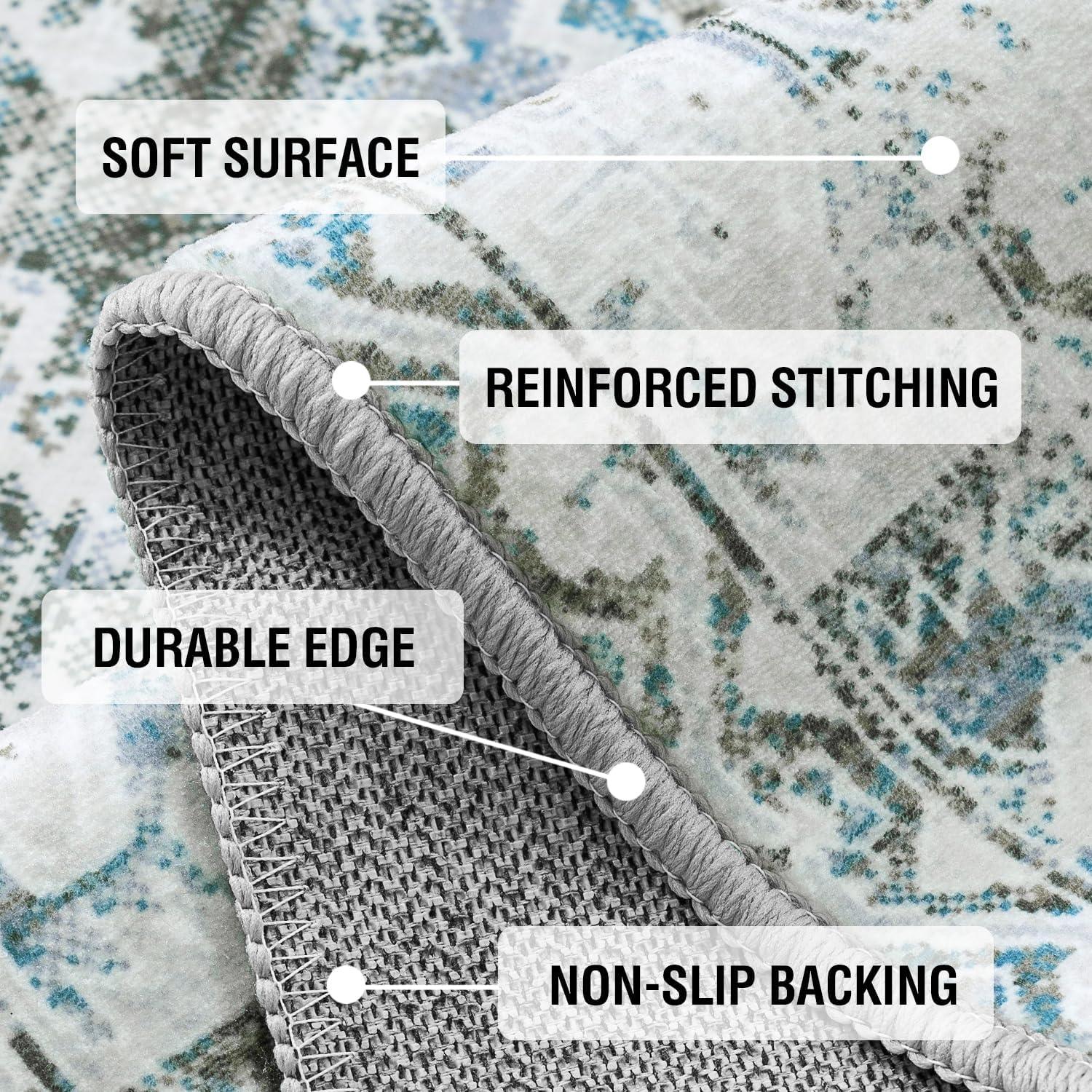 imageHVERSAILTEX Area Rug 5 x 7 Washable Soft Rugs for Bedroom Living Room Non Slip Non Shedding Printed Accent Indoor Floor Carpet Perfect for Vintage and MidCentury Inspired Homes Black MedallionVintage Geometri