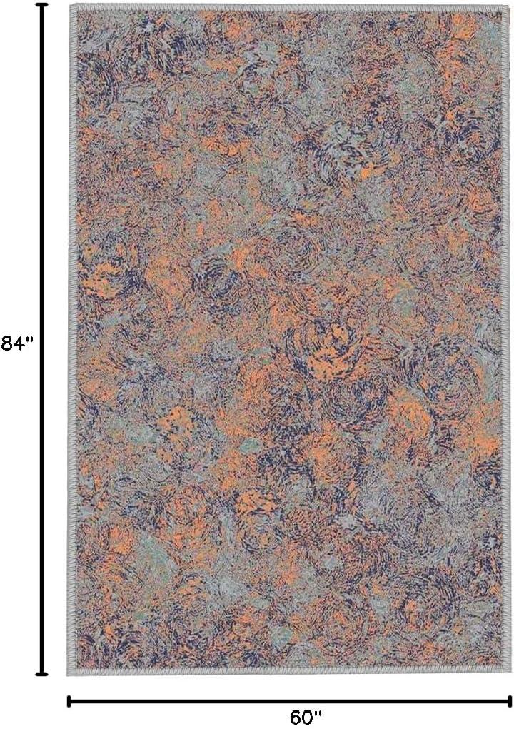 imageHVERSAILTEX Area Rug 5 x 7 Washable Soft Rugs for Bedroom Living Room Non Slip Non Shedding Printed Accent Indoor Floor Carpet Perfect for Vintage and MidCentury Inspired Homes Black MedallionRust