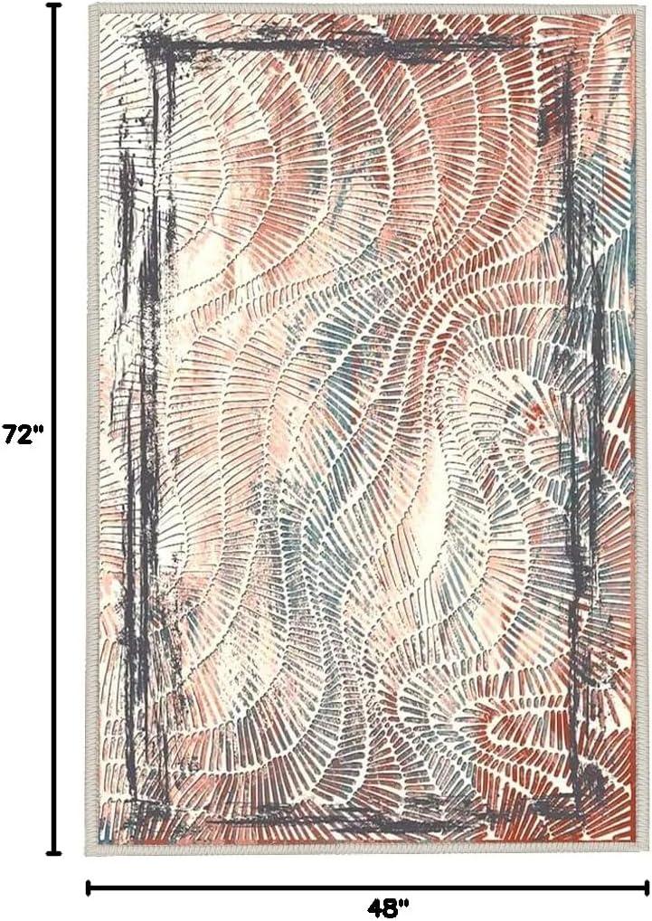 imageHVERSAILTEX Area Rug 5 x 7 Washable Soft Rugs for Bedroom Living Room Non Slip Non Shedding Printed Accent Indoor Floor Carpet Perfect for Vintage and MidCentury Inspired Homes Black MedallionTwlight