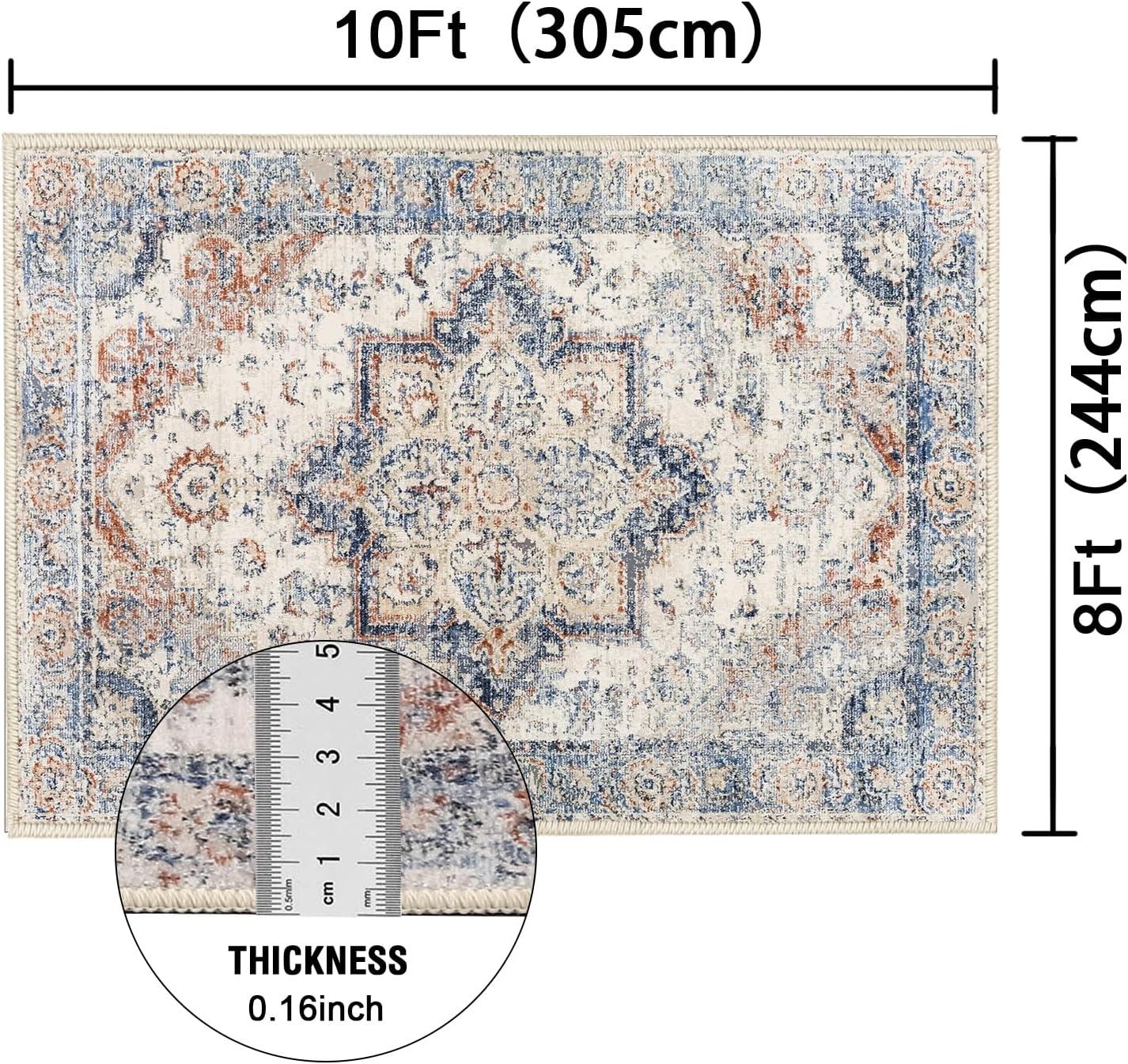 imageHVERSAILTEX Area Rug 5 x 7 Washable Soft Rugs for Bedroom Living Room Non Slip Non Shedding Printed Accent Indoor Floor Carpet Perfect for Vintage and MidCentury Inspired Homes Black MedallionOriental Blue