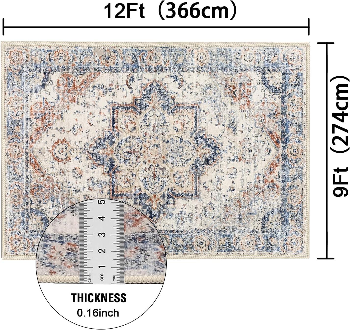 imageHVERSAILTEX Area Rug 5 x 7 Washable Soft Rugs for Bedroom Living Room Non Slip Non Shedding Printed Accent Indoor Floor Carpet Perfect for Vintage and MidCentury Inspired Homes Black MedallionOriental Blue