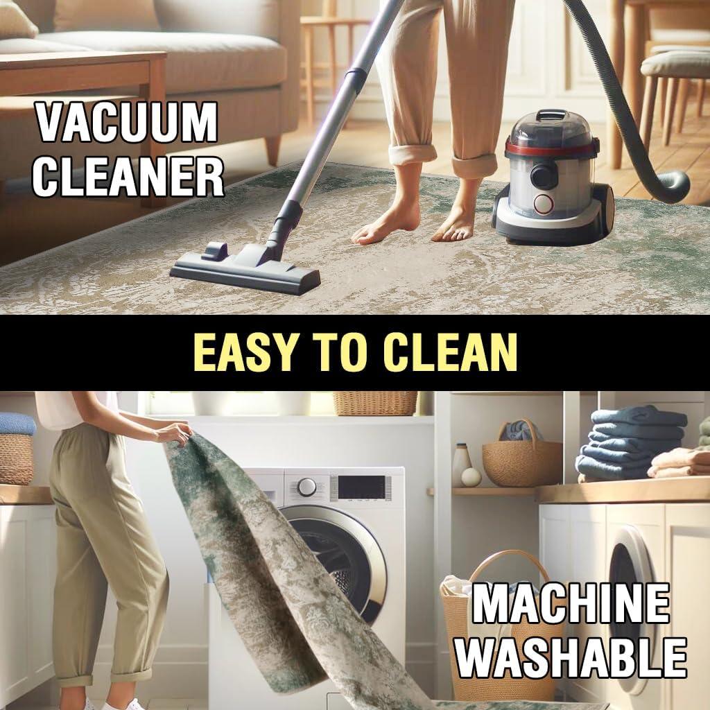 imageHVERSAILTEX Area Rug 5 x 7 Washable Soft Rugs for Bedroom Living Room Non Slip Non Shedding Printed Accent Indoor Floor Carpet Perfect for Vintage and MidCentury Inspired Homes Black MedallionChandra