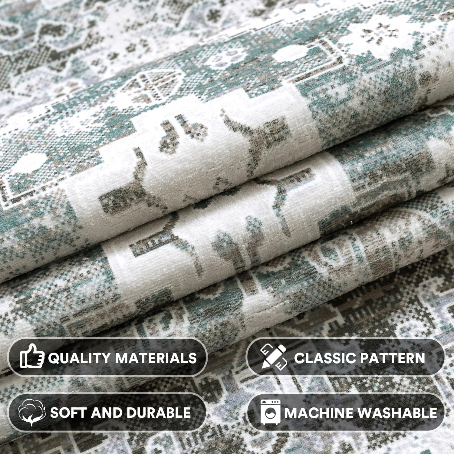 imageHVERSAILTEX Area Rug 5 x 7 Washable Soft Rugs for Bedroom Living Room Non Slip Non Shedding Printed Accent Indoor Floor Carpet Perfect for Vintage and MidCentury Inspired Homes Black MedallionVintage Geometri