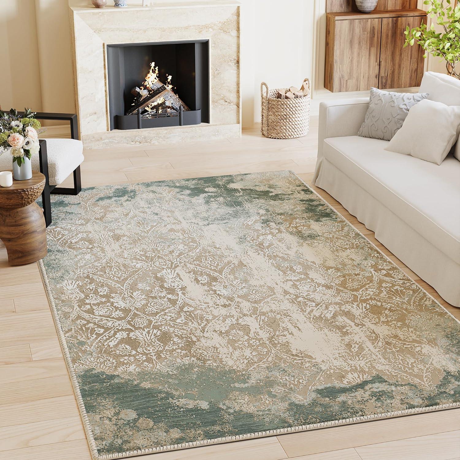imageHVERSAILTEX Area Rug 5 x 7 Washable Soft Rugs for Bedroom Living Room Non Slip Non Shedding Printed Accent Indoor Floor Carpet Perfect for Vintage and MidCentury Inspired Homes Black MedallionChandra
