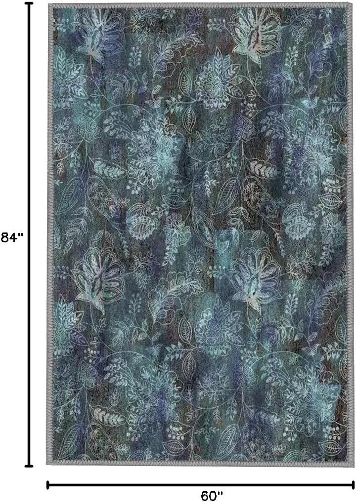 imageHVERSAILTEX Area Rug 5 x 7 Washable Soft Rugs for Bedroom Living Room Non Slip Non Shedding Printed Accent Indoor Floor Carpet Perfect for Vintage and MidCentury Inspired Homes Black MedallionPaisley
