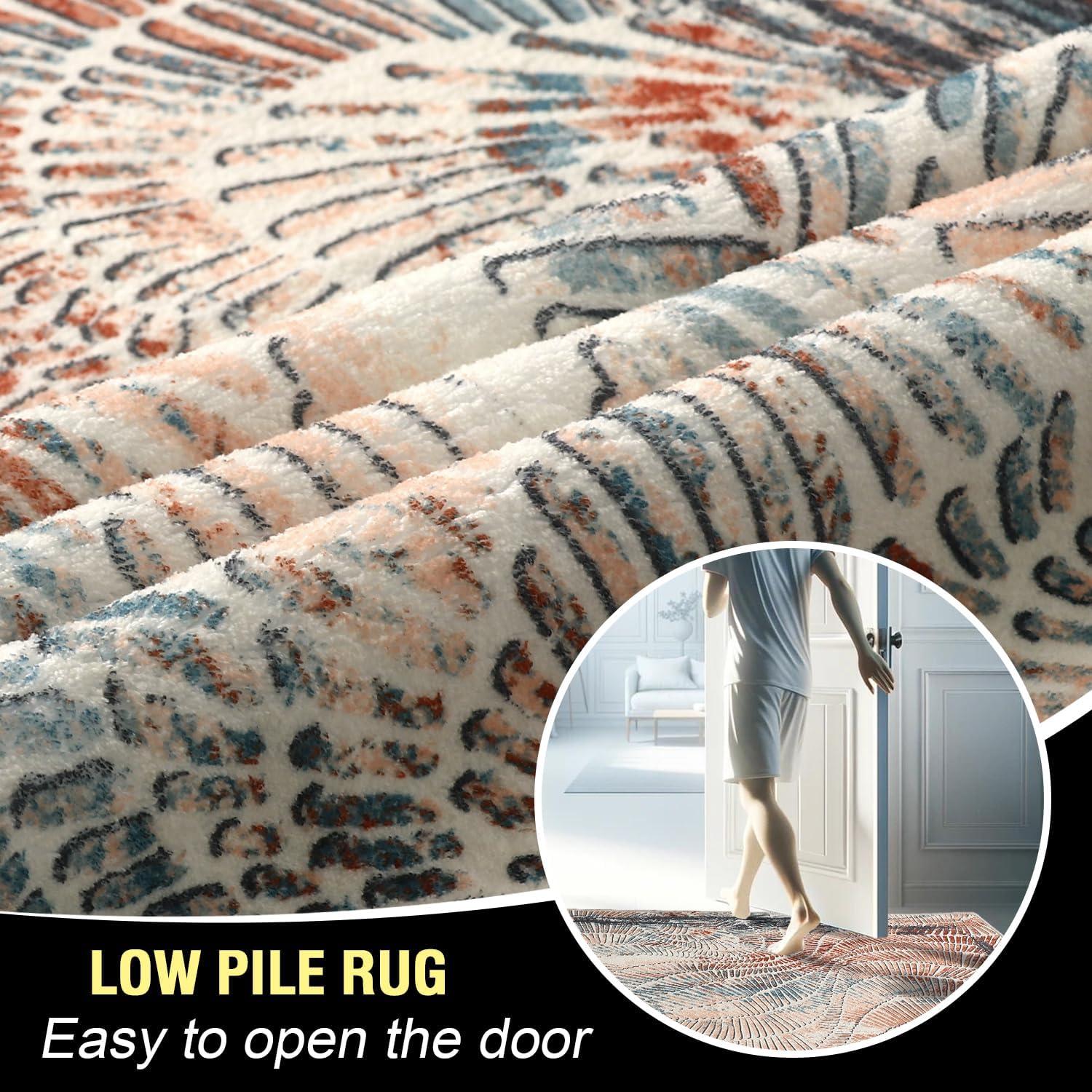 imageHVERSAILTEX Area Rug 5 x 7 Washable Soft Rugs for Bedroom Living Room Non Slip Non Shedding Printed Accent Indoor Floor Carpet Perfect for Vintage and MidCentury Inspired Homes Black MedallionTwlight