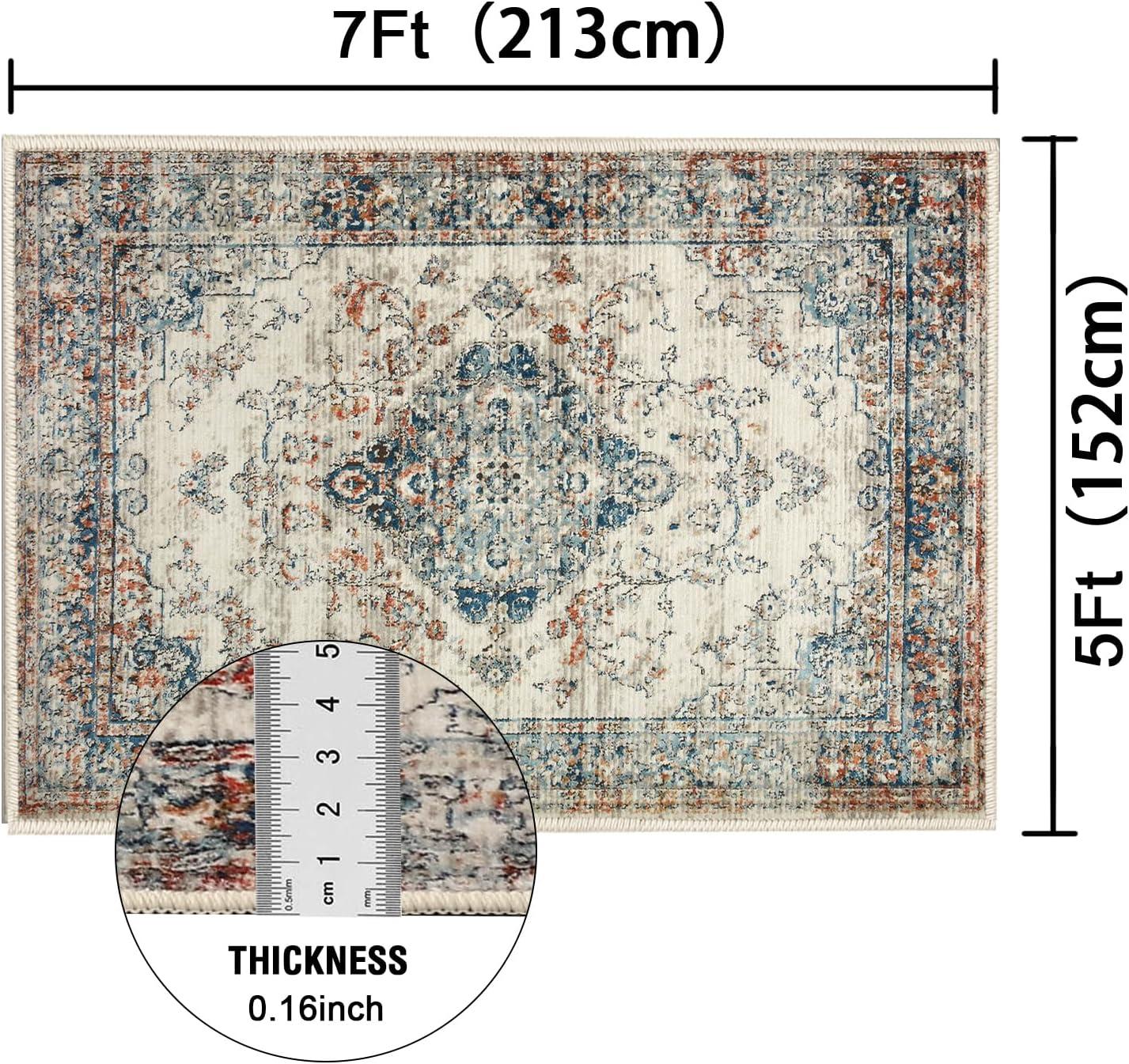imageHVERSAILTEX Area Rug 5 x 7 Washable Soft Rugs for Bedroom Living Room Non Slip Non Shedding Printed Accent Indoor Floor Carpet Perfect for Vintage and MidCentury Inspired Homes Black MedallionHeirloom Floral