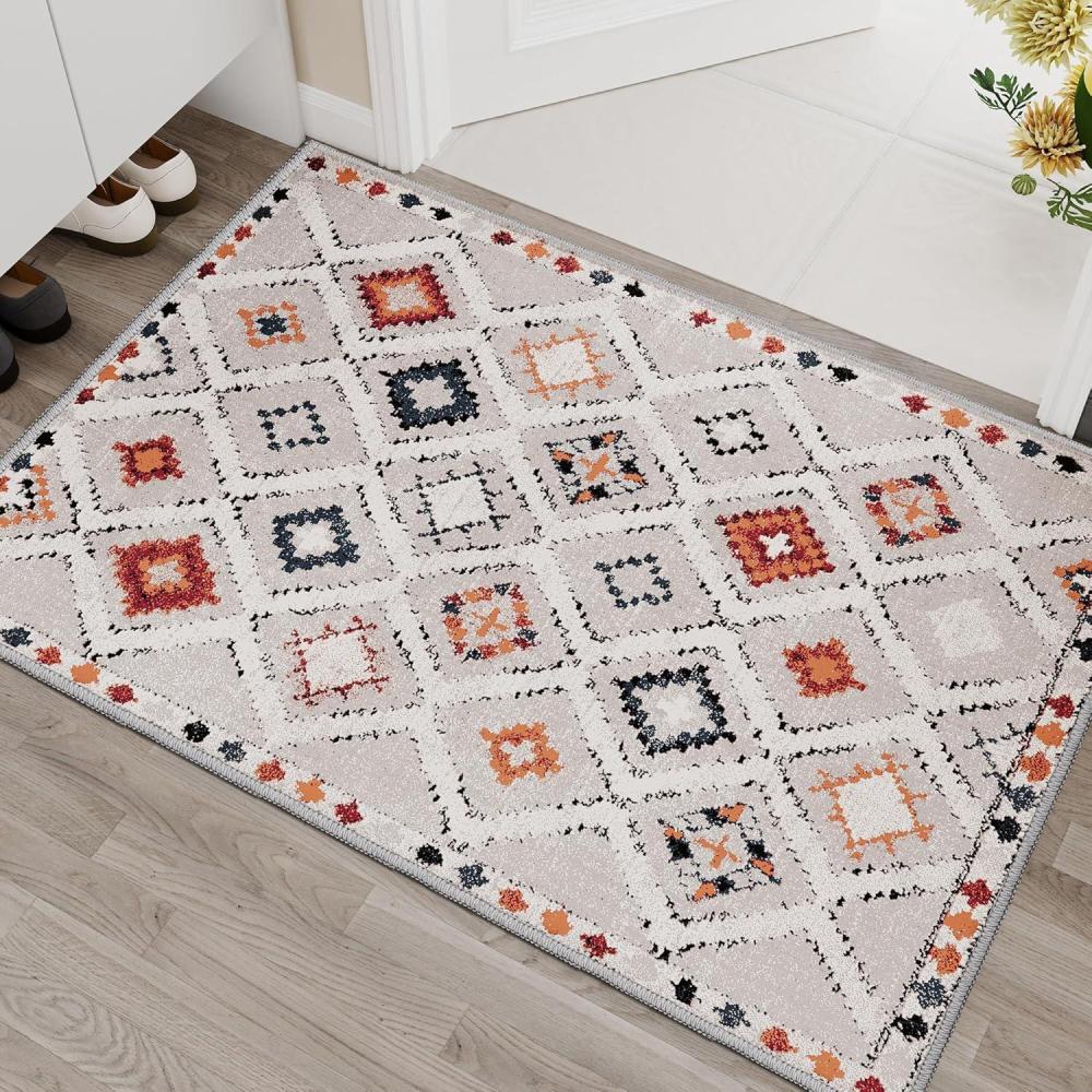 imageHVERSAILTEX Area Rug 5 x 7 Washable Soft Rugs for Bedroom Living Room Non Slip Non Shedding Printed Accent Indoor Floor Carpet Perfect for Vintage and MidCentury Inspired Homes Black MedallionElegant Diamond