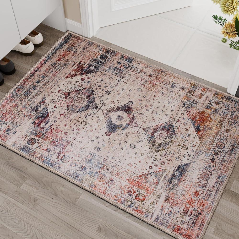 imageHVERSAILTEX Area Rug 5 x 7 Washable Soft Rugs for Bedroom Living Room Non Slip Non Shedding Printed Accent Indoor Floor Carpet Perfect for Vintage and MidCentury Inspired Homes Black MedallionVintage Fringes
