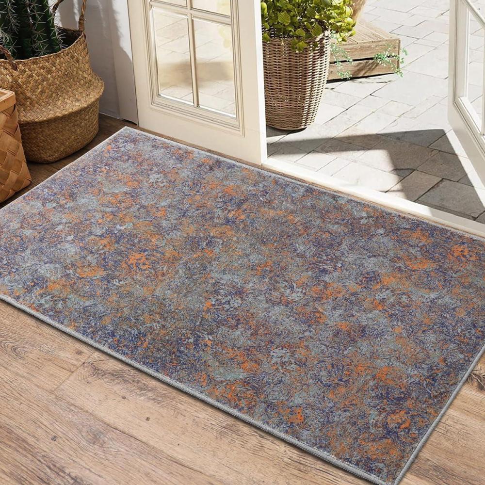 imageHVERSAILTEX Area Rug 5 x 7 Washable Soft Rugs for Bedroom Living Room Non Slip Non Shedding Printed Accent Indoor Floor Carpet Perfect for Vintage and MidCentury Inspired Homes Black MedallionRust