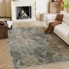 imageHVERSAILTEX Area Rug 5 x 7 Washable Soft Rugs for Bedroom Living Room Non Slip Non Shedding Printed Accent Indoor Floor Carpet Perfect for Vintage and MidCentury Inspired Homes Black MedallionDamaskdeep