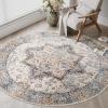 imageHVERSAILTEX Area Rug 5 x 7 Washable Soft Rugs for Bedroom Living Room Non Slip Non Shedding Printed Accent Indoor Floor Carpet Perfect for Vintage and MidCentury Inspired Homes Black MedallionOriental Blue