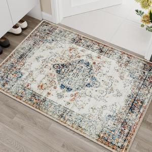 imageHVERSAILTEX Area Rug 5 x 7 Washable Soft Rugs for Bedroom Living Room Non Slip Non Shedding Printed Accent Indoor Floor Carpet Perfect for Vintage and MidCentury Inspired Homes Black MedallionHeirloom Floral