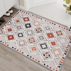 imageHVERSAILTEX Area Rug 5 x 7 Washable Soft Rugs for Bedroom Living Room Non Slip Non Shedding Printed Accent Indoor Floor Carpet Perfect for Vintage and MidCentury Inspired Homes Black MedallionElegant Diamond