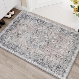 imageHVERSAILTEX Area Rug 5 x 7 Washable Soft Rugs for Bedroom Living Room Non Slip Non Shedding Printed Accent Indoor Floor Carpet Perfect for Vintage and MidCentury Inspired Homes Black MedallionBlack Medallion