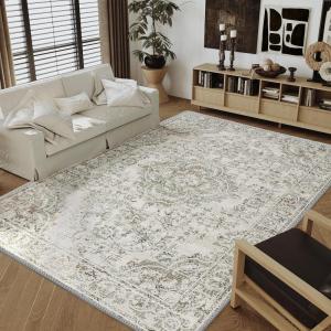 imageHVERSAILTEX Area Rug 5 x 7 Washable Soft Rugs for Bedroom Living Room Non Slip Non Shedding Printed Accent Indoor Floor Carpet Perfect for Vintage and MidCentury Inspired Homes Black MedallionBoho Persian Floral
