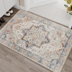 imageHVERSAILTEX Area Rug 5 x 7 Washable Soft Rugs for Bedroom Living Room Non Slip Non Shedding Printed Accent Indoor Floor Carpet Perfect for Vintage and MidCentury Inspired Homes Black MedallionOriental Blue