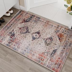 imageHVERSAILTEX Area Rug 5 x 7 Washable Soft Rugs for Bedroom Living Room Non Slip Non Shedding Printed Accent Indoor Floor Carpet Perfect for Vintage and MidCentury Inspired Homes Black MedallionVintage Fringes