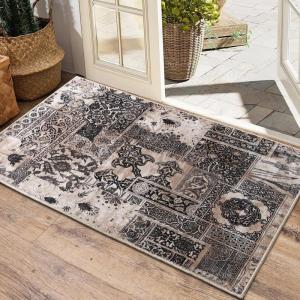 imageHVERSAILTEX Area Rug 5 x 7 Washable Soft Rugs for Bedroom Living Room Non Slip Non Shedding Printed Accent Indoor Floor Carpet Perfect for Vintage and MidCentury Inspired Homes Black MedallionPrestige